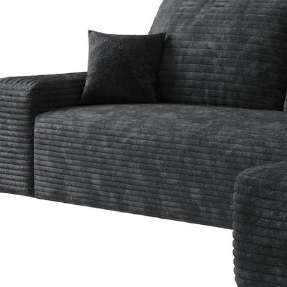 107" Black Corduroy Modular Universal Sofa With Toss Pillows