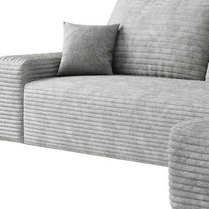 107" Gray Corduroy Modular Universal Sofa With Toss Pillows