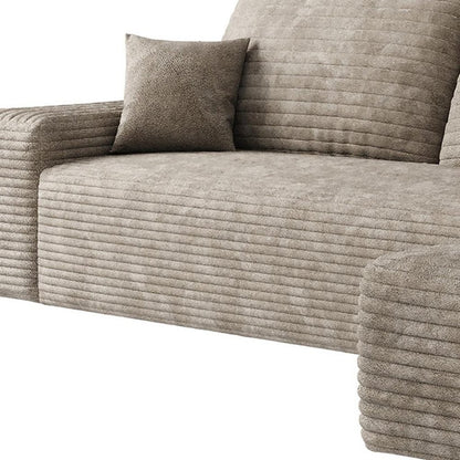 107" Camel Corduroy Modular Universal Sofa With Toss Pillows
