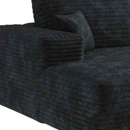107" Black Corduroy Modular Universal Sofa With Toss Pillows
