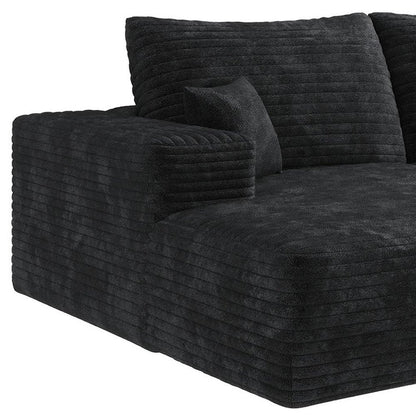 107" Black Corduroy Modular Universal Sofa With Toss Pillows