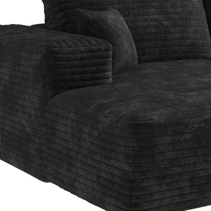 135" Black Corduroy Modular Universal Sofa With Toss Pillows