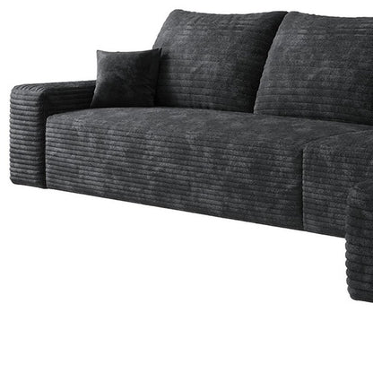 135" Black Corduroy Modular Universal Sofa With Toss Pillows