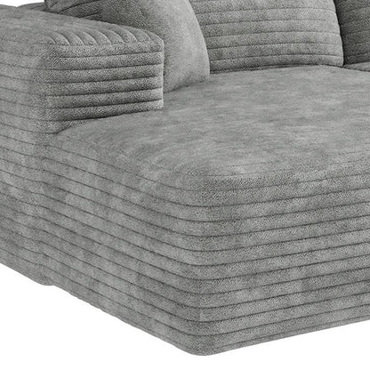 135" Gray Corduroy Modular Universal Sofa With Toss Pillows