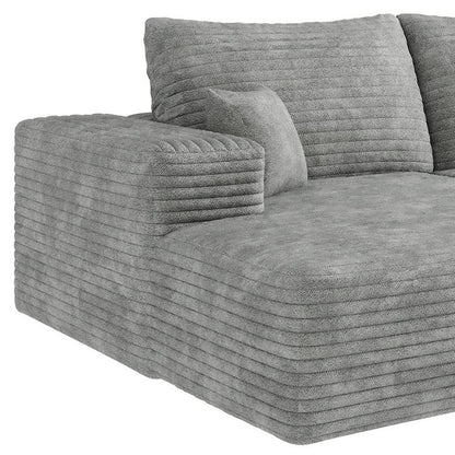 135" Gray Corduroy Modular Universal Sofa With Toss Pillows