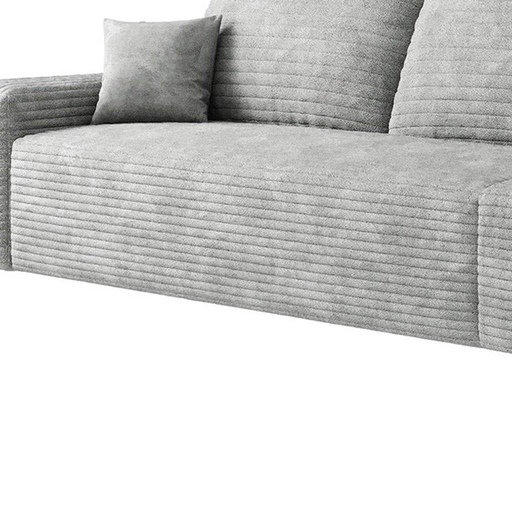 135" Gray Corduroy Modular Universal Sofa With Toss Pillows