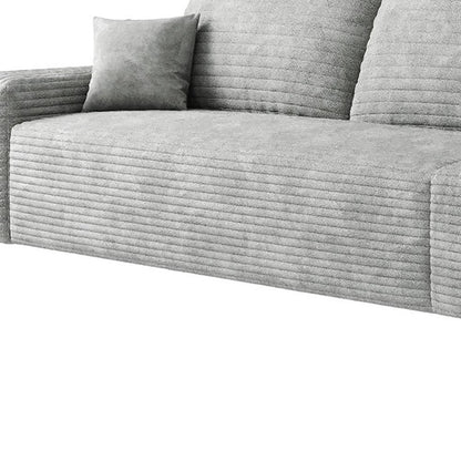 135" Gray Corduroy Modular Universal Sofa With Toss Pillows