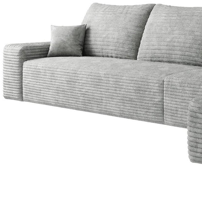 135" Gray Corduroy Modular Universal Sofa With Toss Pillows