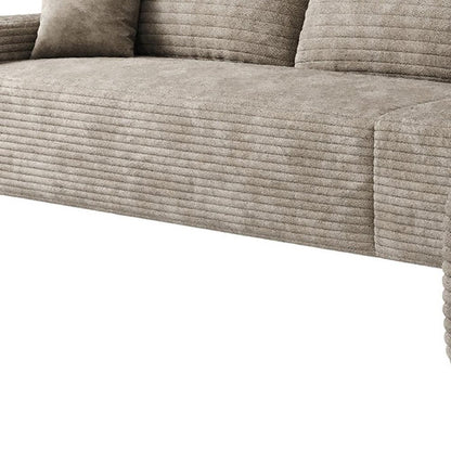 135" Camel Corduroy Modular Universal Sofa With Toss Pillows