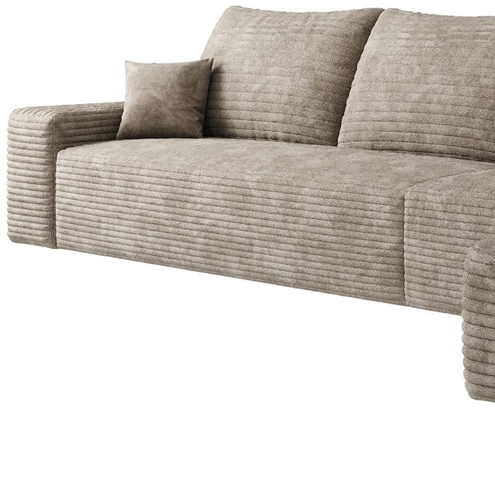 135" Camel Corduroy Modular Universal Sofa With Toss Pillows