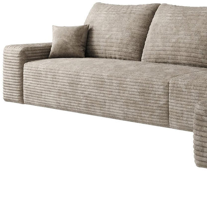 135" Camel Corduroy Modular Universal Sofa With Toss Pillows