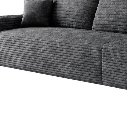 168" Black Corduroy Modular Universal Sofa With Toss Pillows