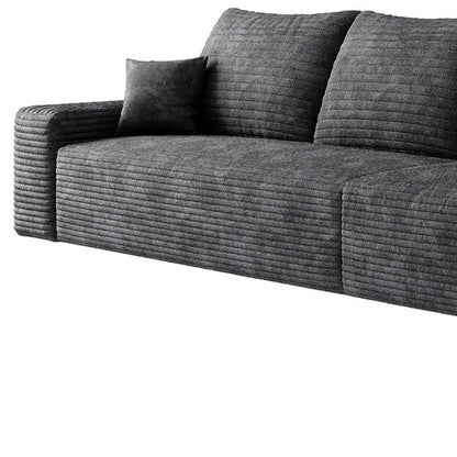 168" Black Corduroy Modular Universal Sofa With Toss Pillows