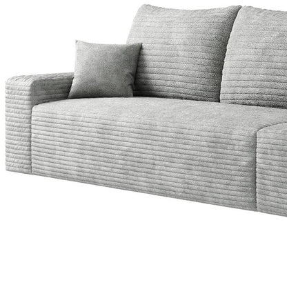 140" Gray Corduroy Modular Universal Sofa With Toss Pillows