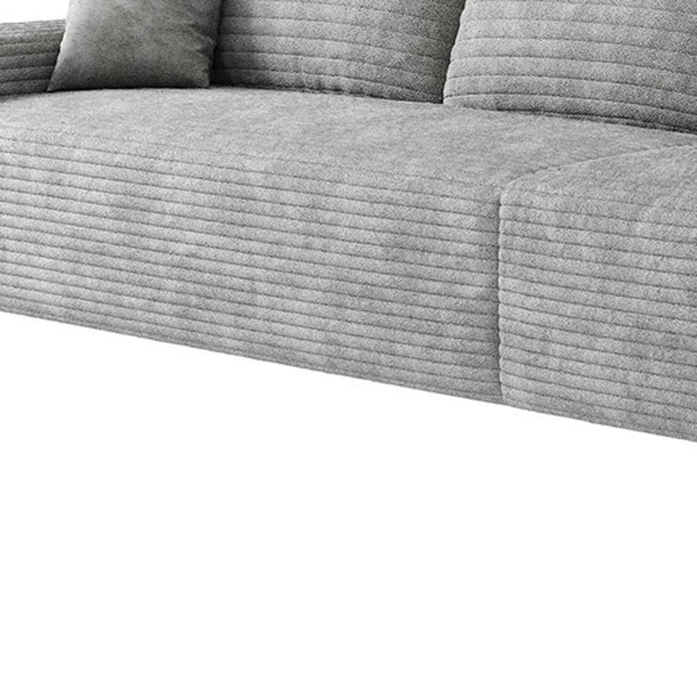168" Gray Corduroy Modular Universal Sofa With Toss Pillows