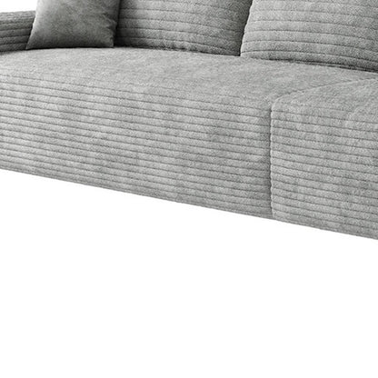 168" Gray Corduroy Modular Universal Sofa With Toss Pillows