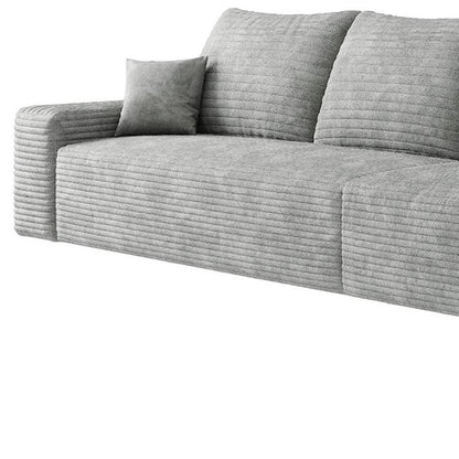 168" Gray Corduroy Modular Universal Sofa With Toss Pillows