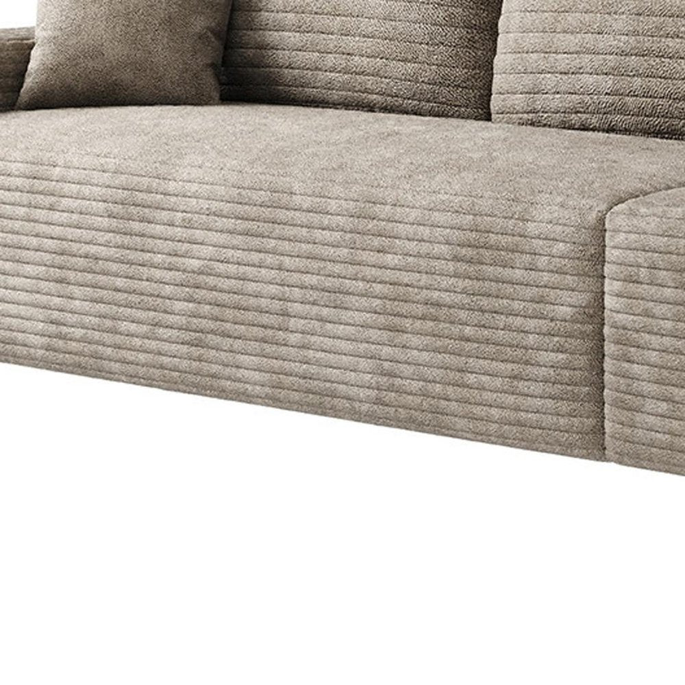 140" Camel Corduroy Modular Universal Sofa With Toss Pillows
