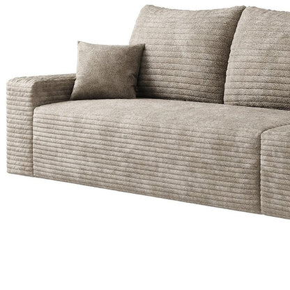 140" Camel Corduroy Modular Universal Sofa With Toss Pillows