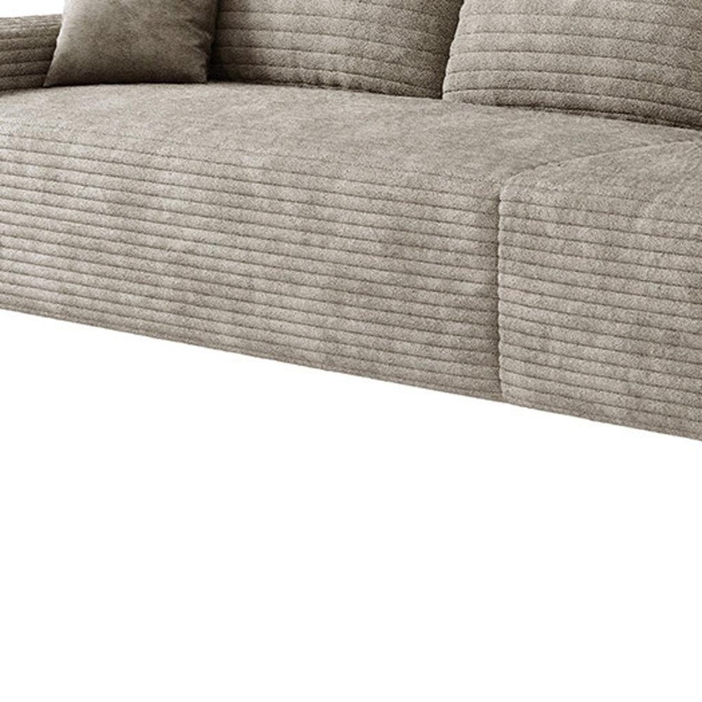 168" Camel Corduroy Modular Universal Sofa With Toss Pillows