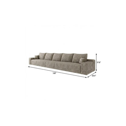 168" Camel Corduroy Modular Universal Sofa With Toss Pillows