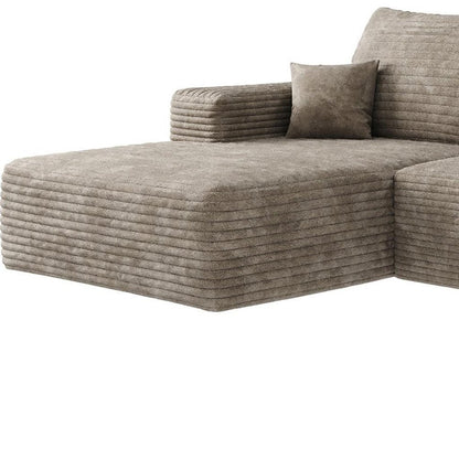107" Camel Corduroy Modular Universal Sofa With Ottoman And Toss Pillows