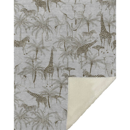 50" X 70" Gray And Taupe Animal Print Microfiber Plush Throw Blanket