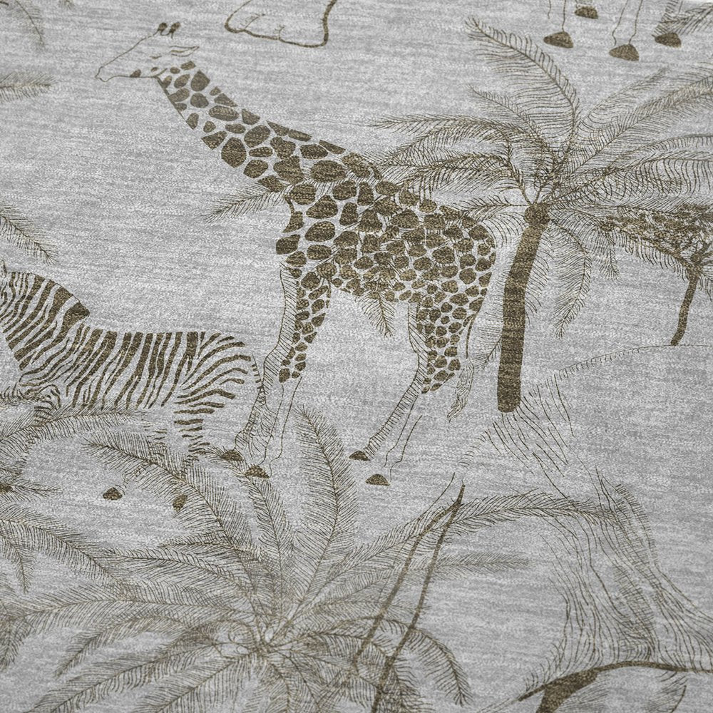 50" X 70" Gray And Taupe Animal Print Microfiber Plush Throw Blanket