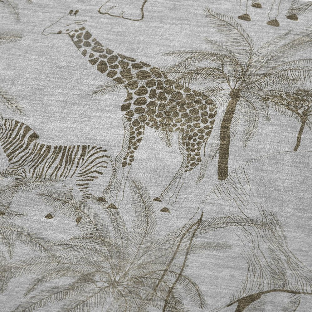 50" X 70" Gray And Taupe Animal Print Microfiber Plush Throw Blanket
