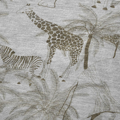 50" X 70" Gray And Taupe Animal Print Microfiber Plush Throw Blanket