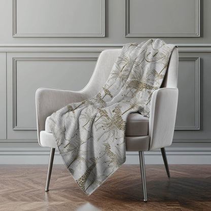 50" X 70" Gray And Taupe Animal Print Microfiber Plush Throw Blanket