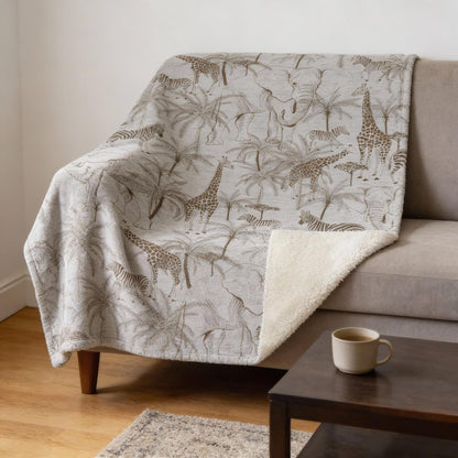 50" X 70" Gray And Taupe Animal Print Microfiber Plush Throw Blanket