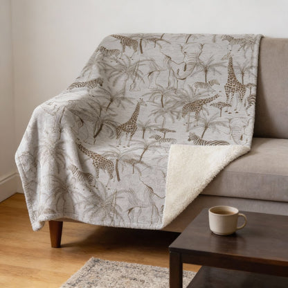 50" X 70" Gray And Taupe Animal Print Microfiber Plush Throw Blanket