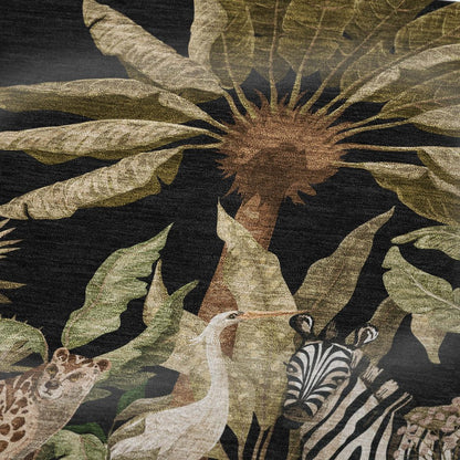 50" X 70" Midnight Olive Green And Ivory Animal Print Microfiber Plush Throw Blanket