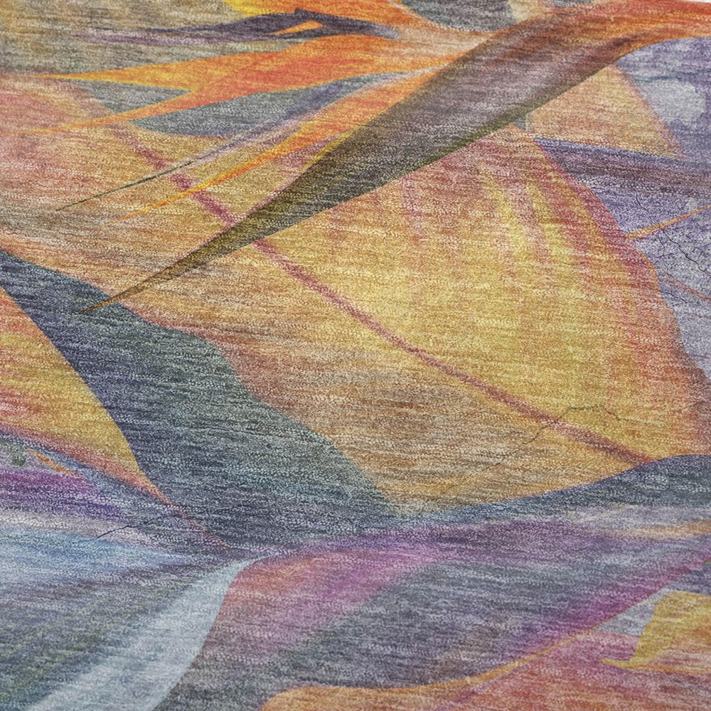 50" X 70" Peach Blue And Orange Animal Print Polyester Woven Plush Throw Blanket