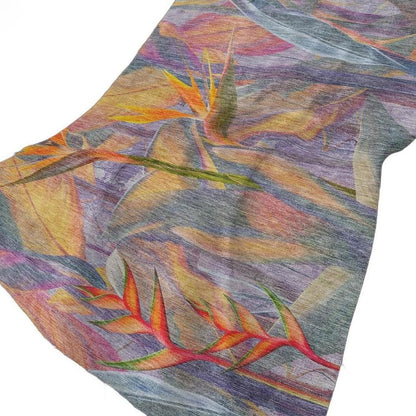 50" X 70" Peach Blue And Orange Animal Print Polyester Woven Plush Throw Blanket