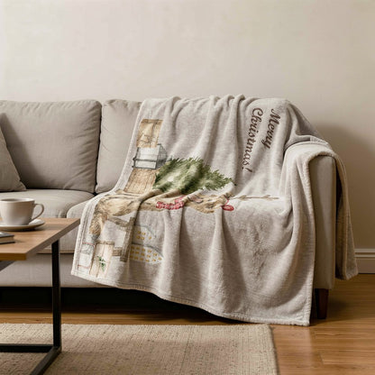 50" X 70" Taupe Green And Red Animal Print Microfiber Plush Throw Blanket