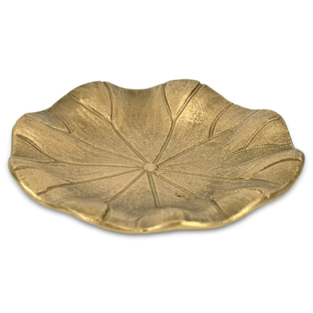 6" Gold Cast Iron Lily Pad Trinket Tray