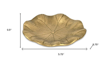 6" Gold Cast Iron Lily Pad Trinket Tray