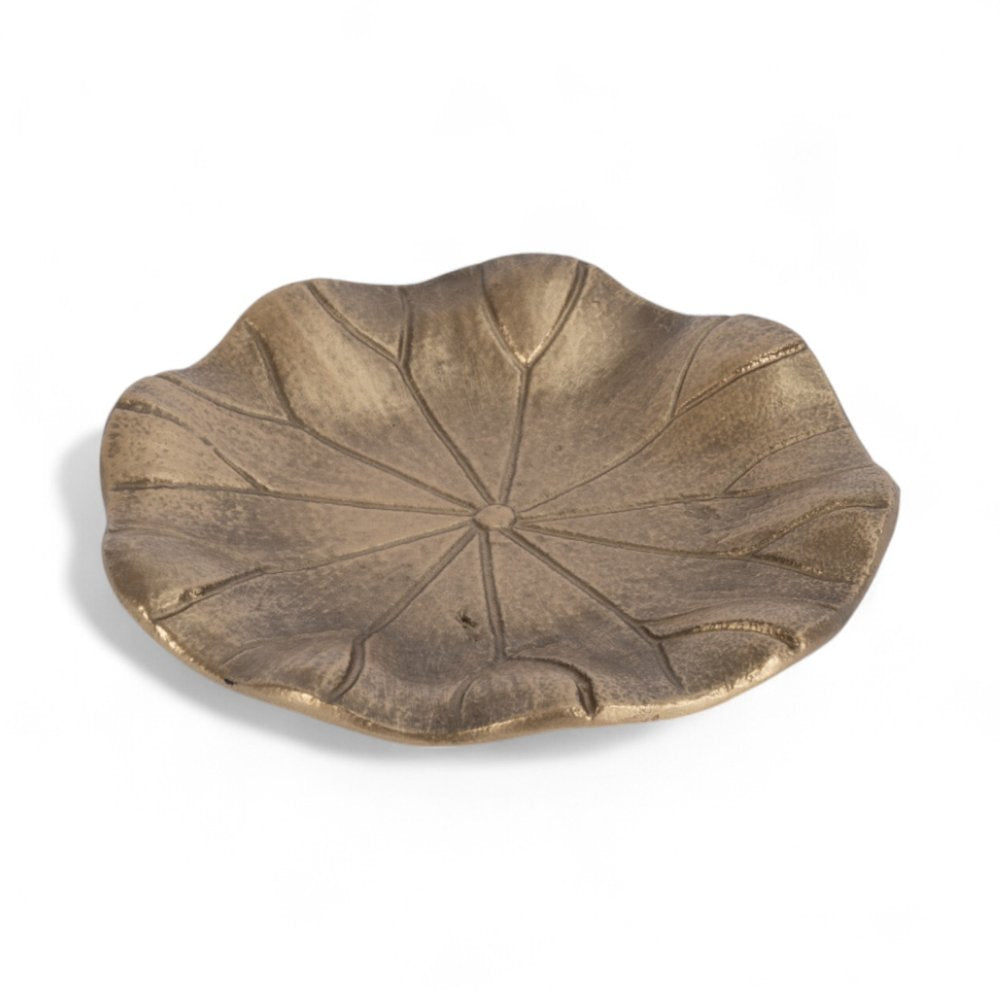 6" Gold Cast Iron Lily Pad Trinket Tray