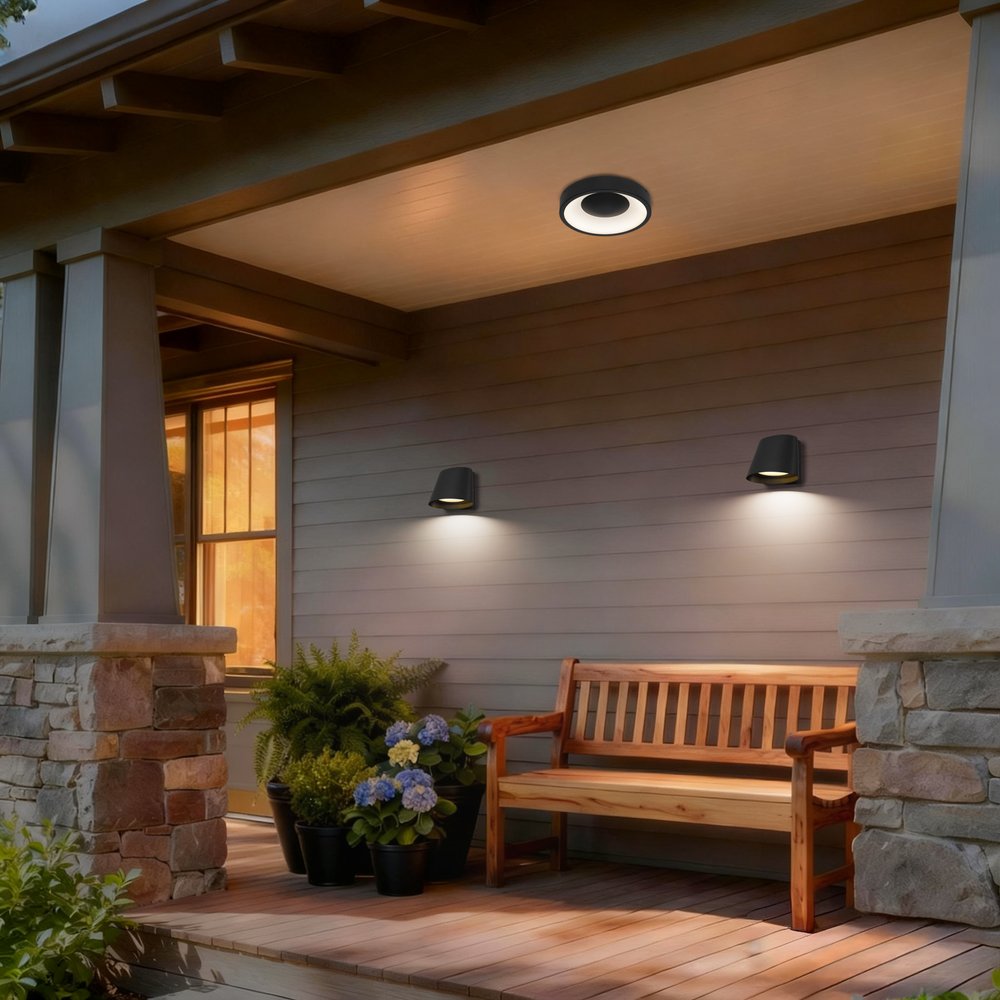 Black LED Dimmable Outdoor Hanging Light