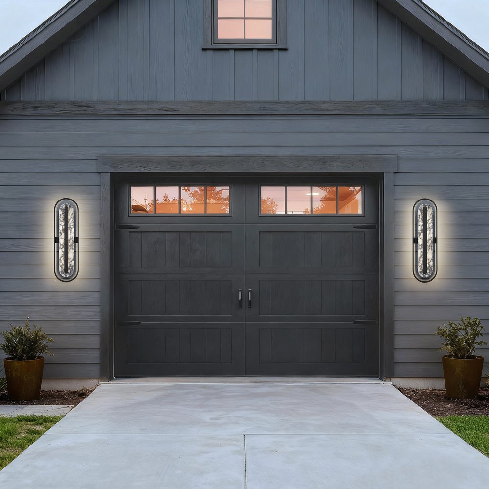 Black LED Dimmable Outdoor Hanging Light