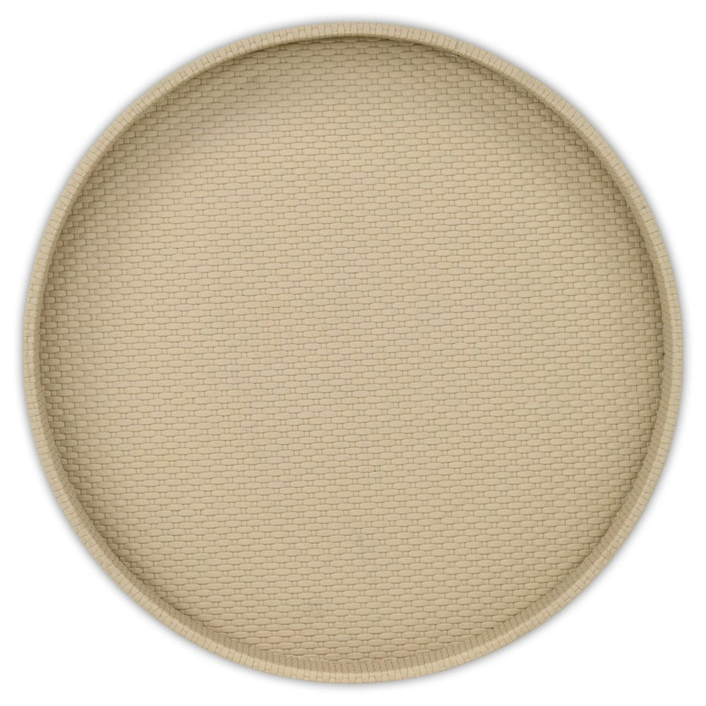15" Taupe Faux Wicker Round Serving Tray
