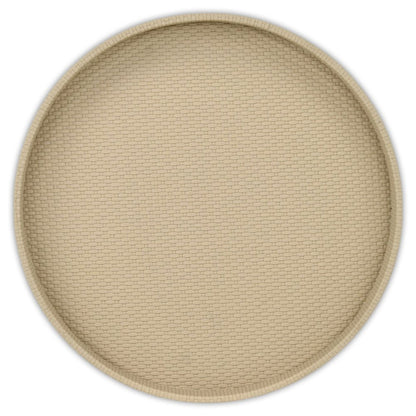 15" Taupe Faux Wicker Round Serving Tray