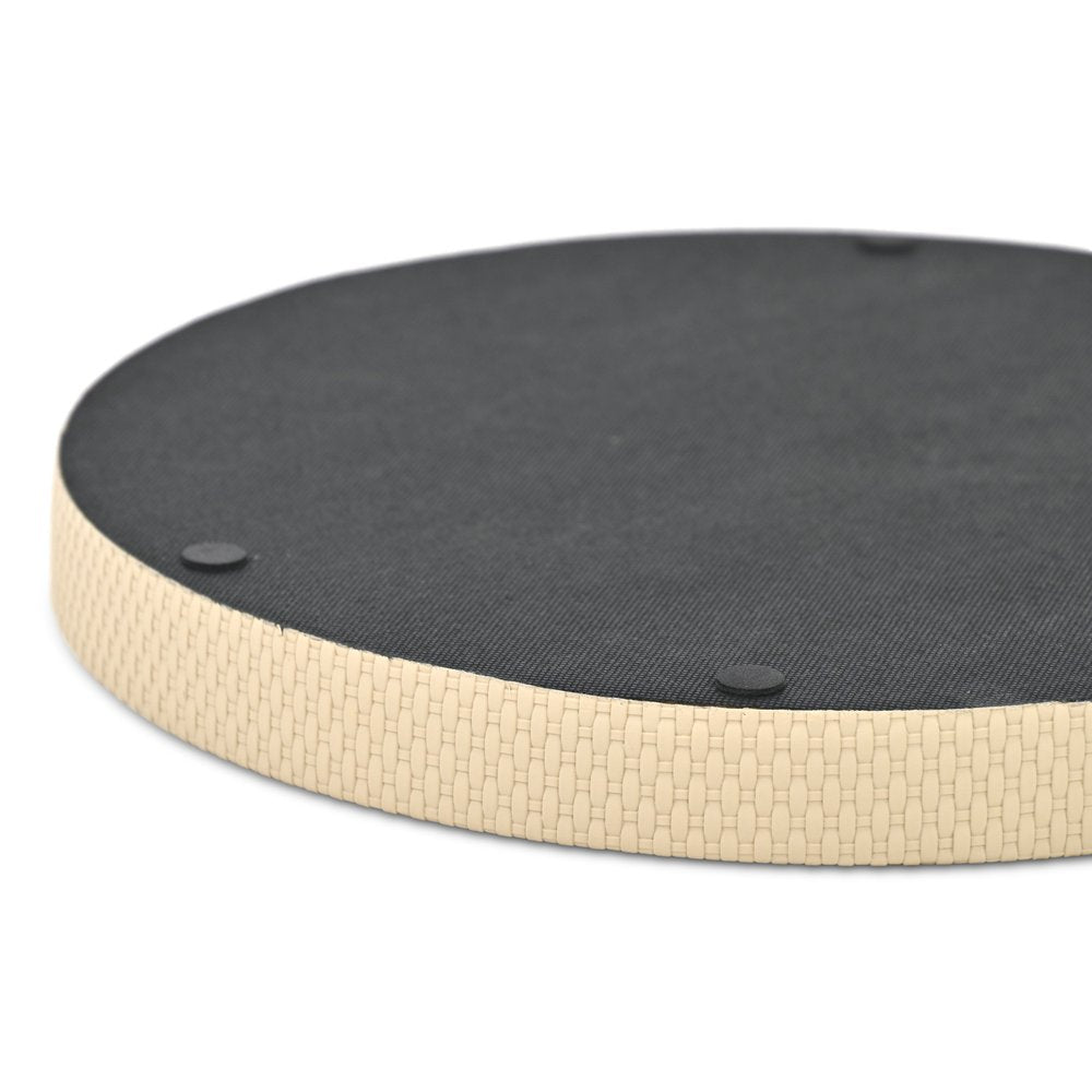 15" Taupe Faux Wicker Round Serving Tray