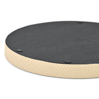 15" Taupe Faux Wicker Round Serving Tray