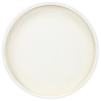 15" White Faux Wicker Round Serving Tray