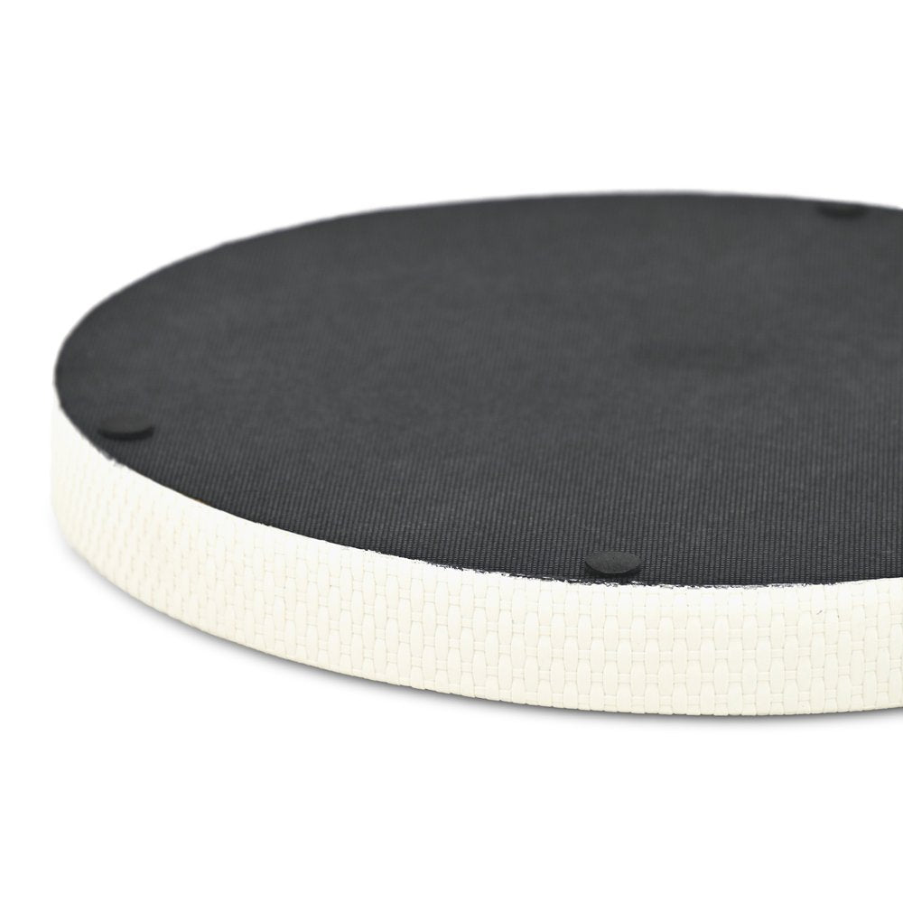 15" White Faux Wicker Round Serving Tray