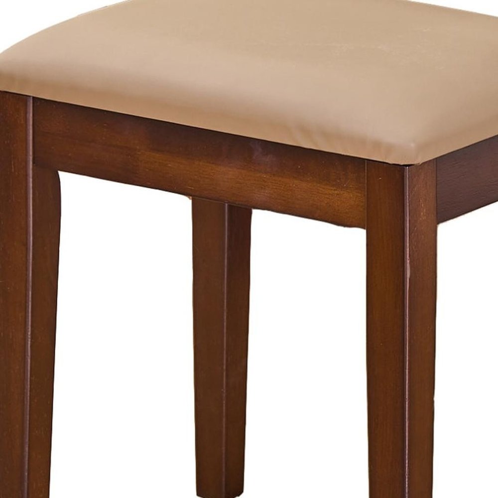 47" Brown Wood Mirrored Vanity Table