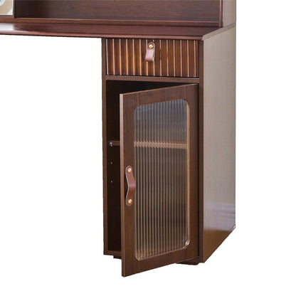 47" Brown Wood Mirrored Vanity Table